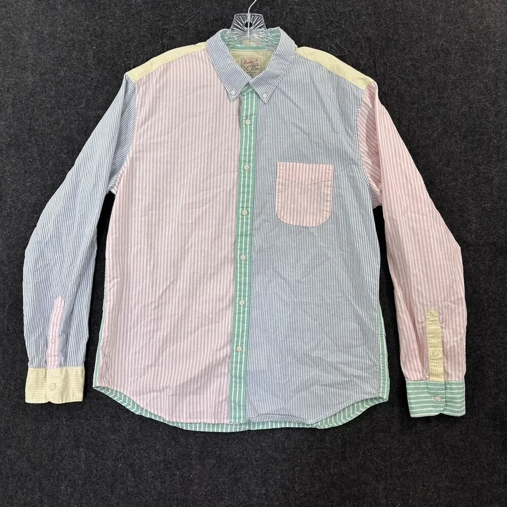 J.Crew Broken-In Oxford Shirt Men's XL Pastel Stripe Colorful Slim Fit Pocket